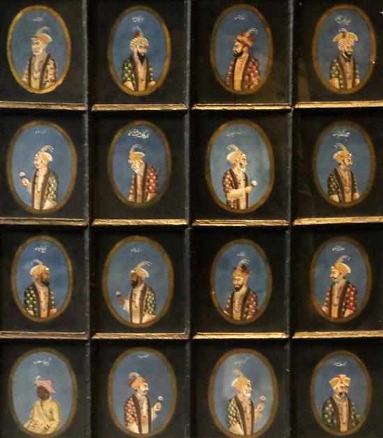 A set of early 19th century Company School gouache portraits of Indian noblemen, each 6 x 5.5in. housed in two frames